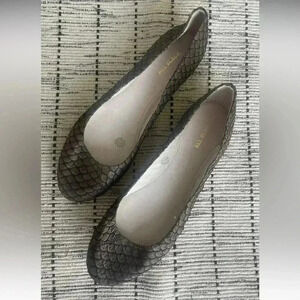 Anthro All Black Label Brown Faux Snake Flats 6.5 Shipped USPS NWOB/TAG